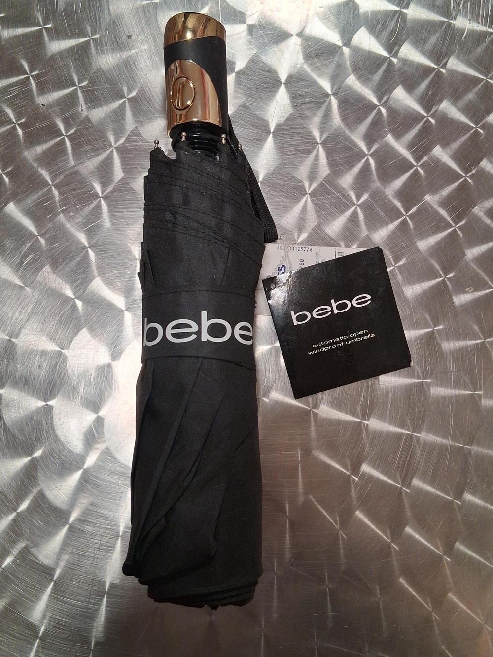 bebe Compact Black Travel Umbrella - Picture 2 of 3